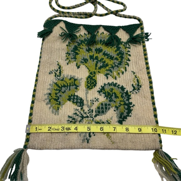 Vintage Greek Handwoven Tagari Shoulder Bag Crossbody Tote Boho Hippie 100% Wool - Picture 7 of 12